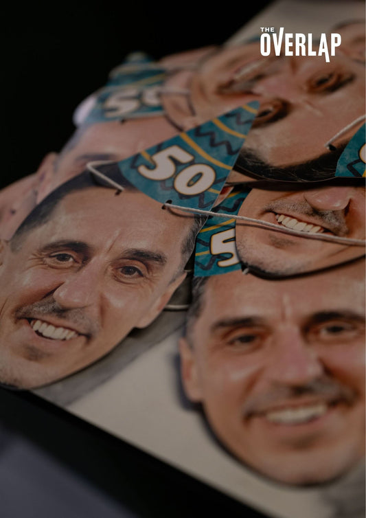 Gary Neville 50th Birthday decorations on Stick to Football Podcast