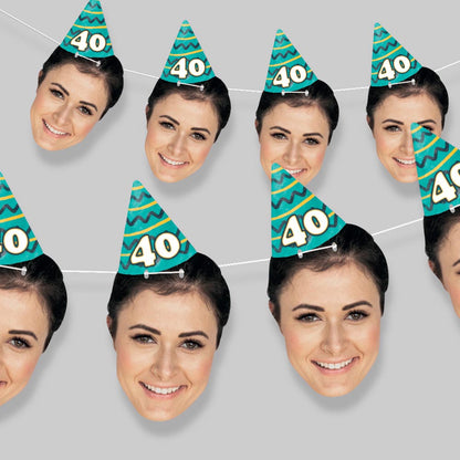 Personalised Birthday Party Hat Face Bunting