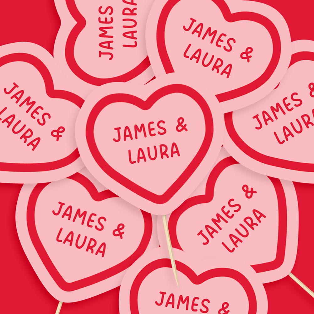 Valentine's Day Love Heart Cake Toppers 12 pack