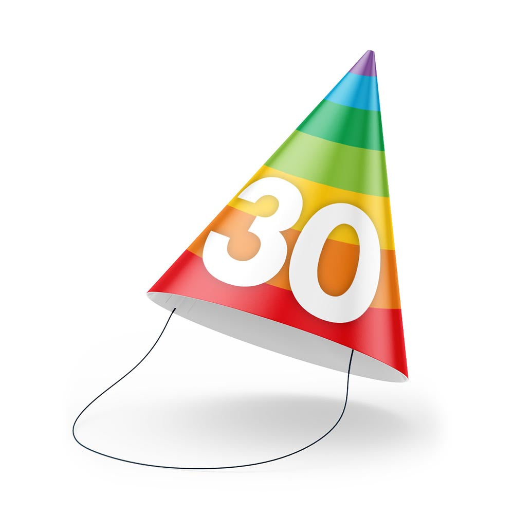 Rainbow Colours Birthday Age Party Hats