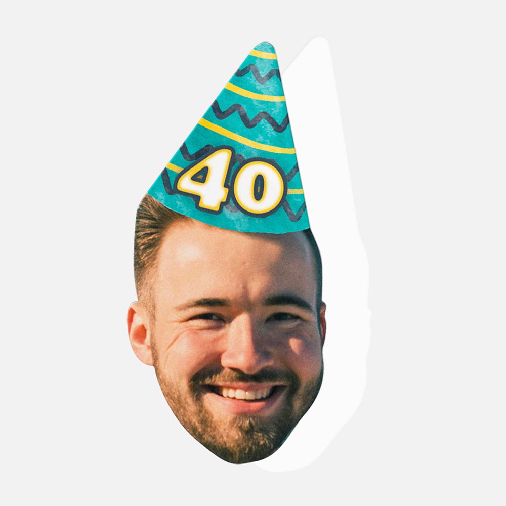 Personalised Birthday Party Hat Face Shaped Stickers