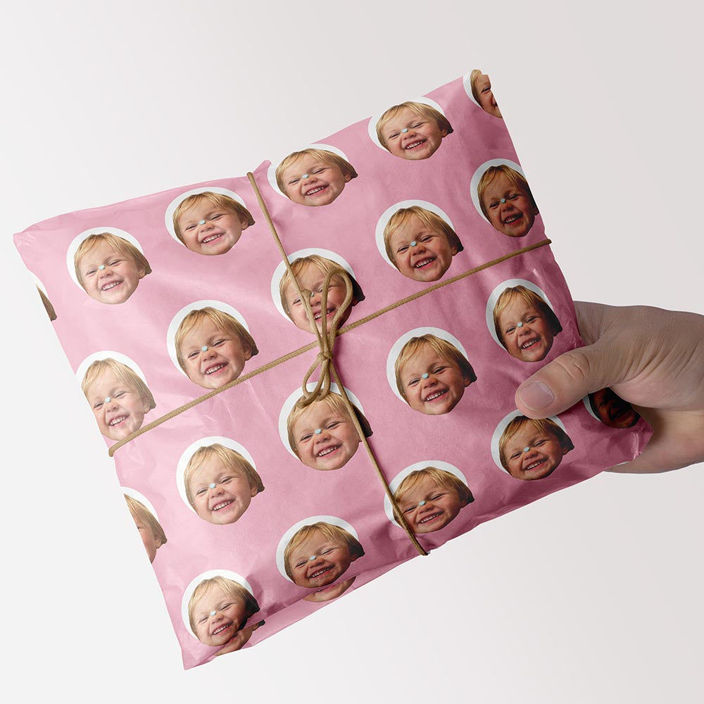 Personalised Printed Faces on Circles Wrapping Paper