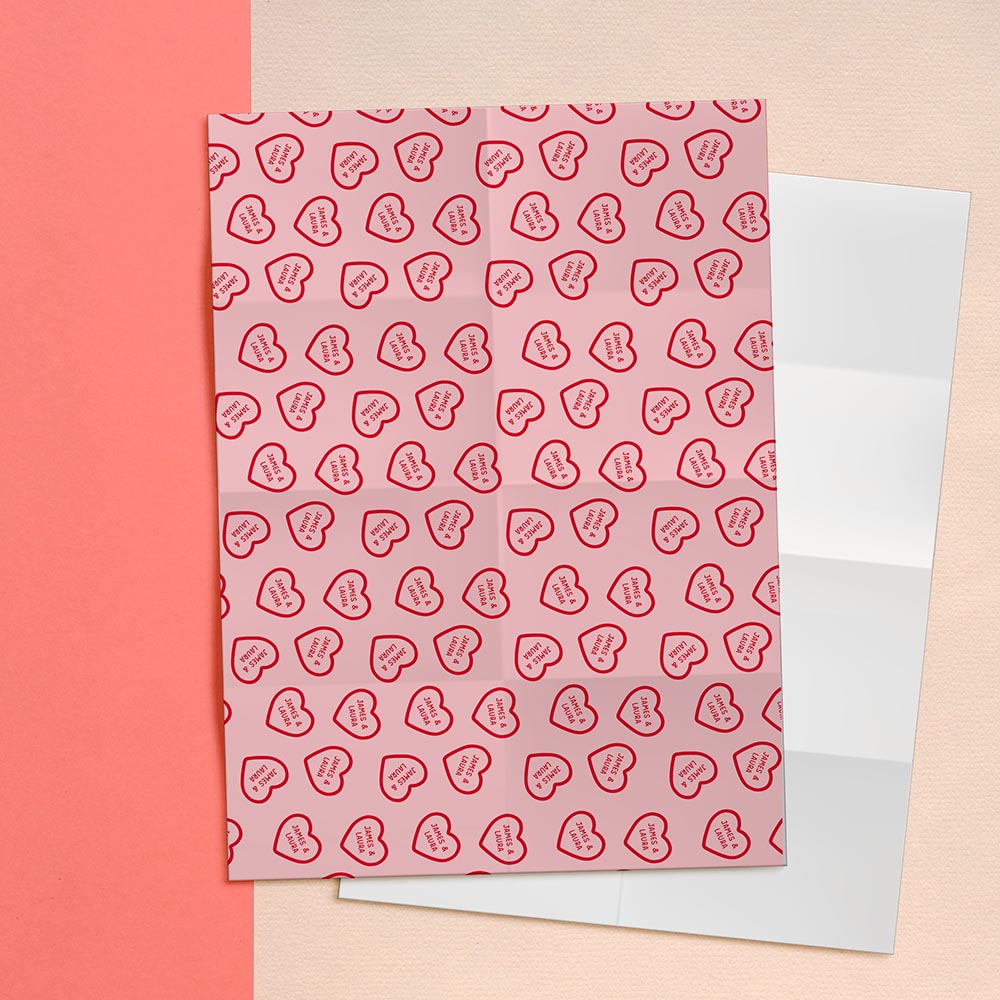 Valentine's Personalised Wrapping Paper Love Hearts Print