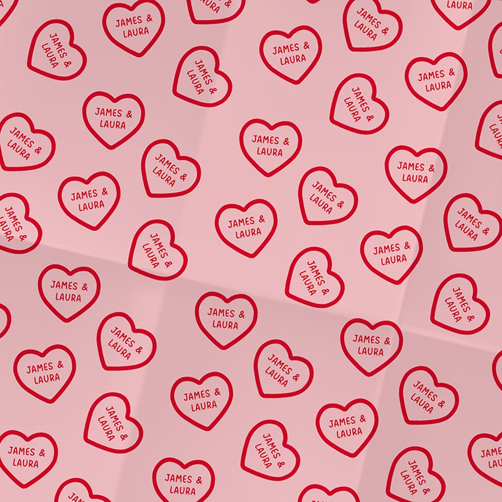 Valentine's Personalised Wrapping Paper Love Hearts Print