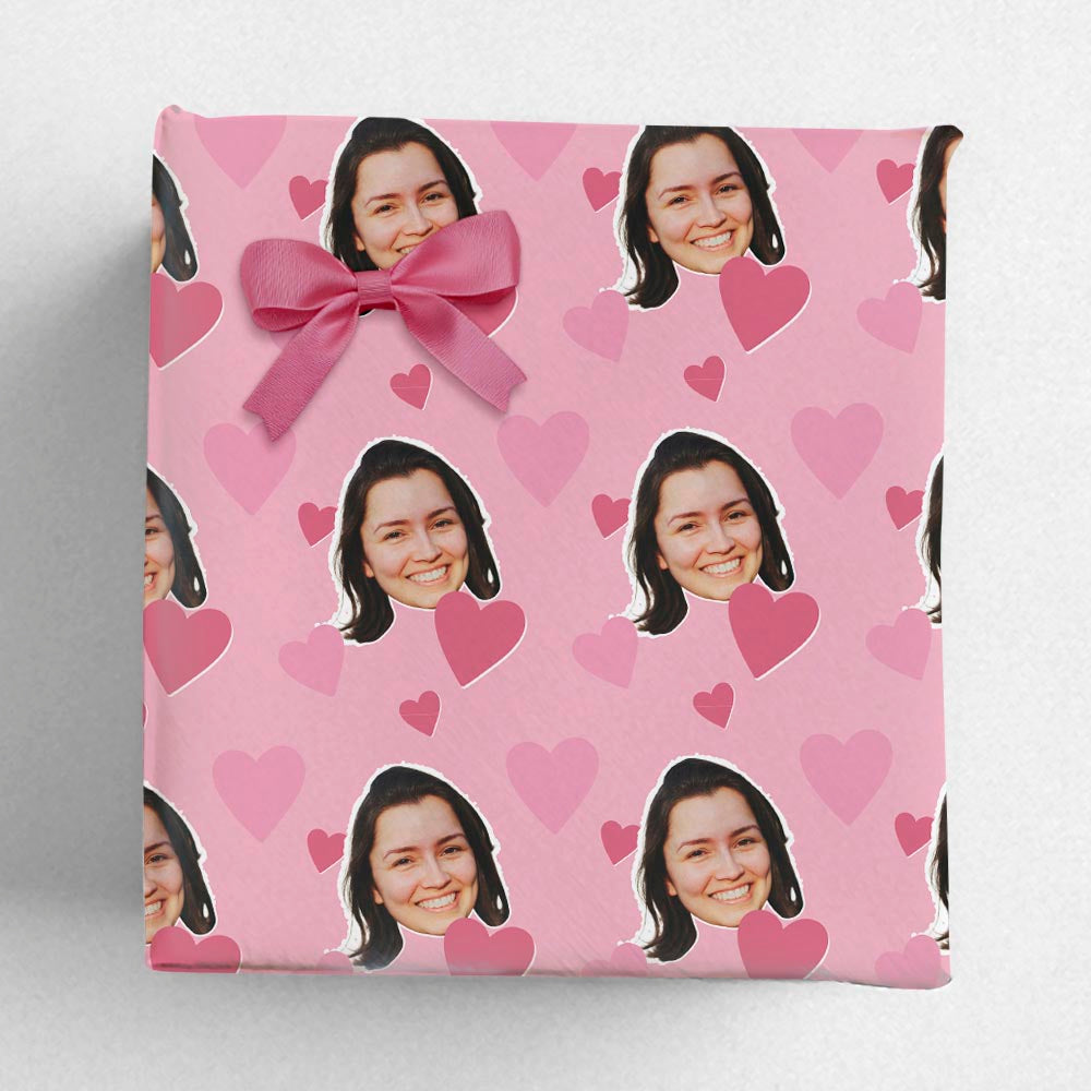 Personalised Photo Hearts Valentines Wrapping Paper