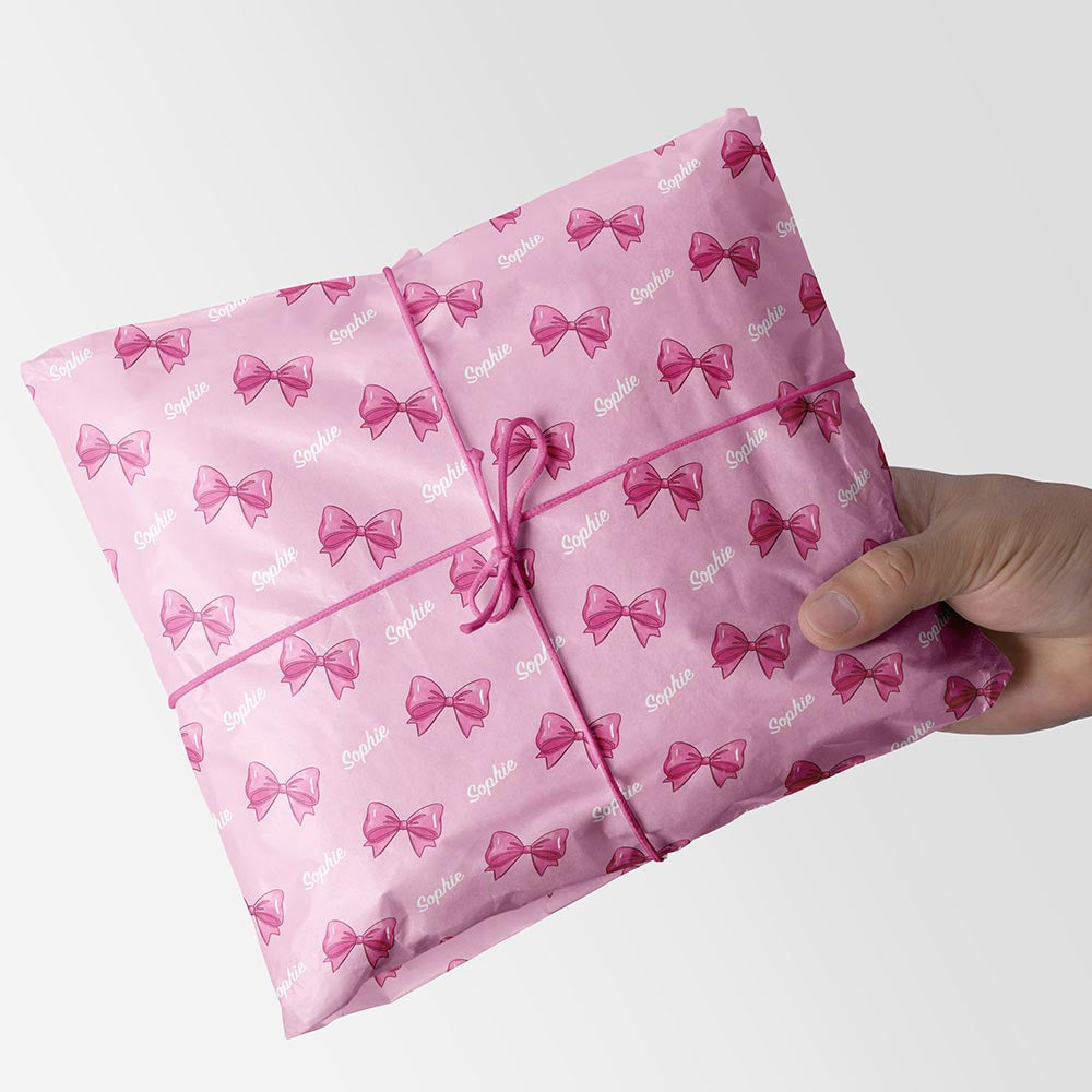 Personalised Name Pink Ribbon Wrapping Paper