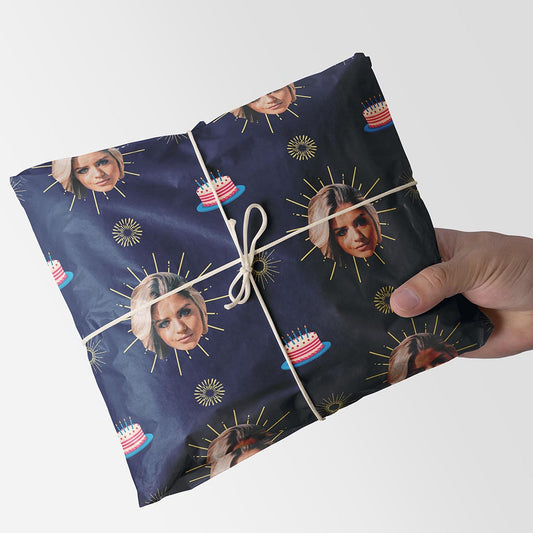 Personalised Birthday Cake Photo Wrapping Paper