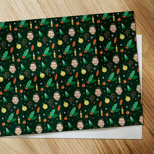 Personalised Photo Christmas Pattern Wrapping Paper