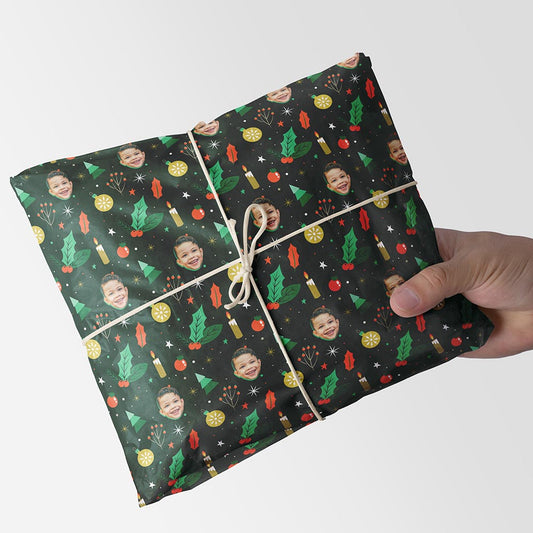 Personalised Photo Christmas Pattern Wrapping Paper