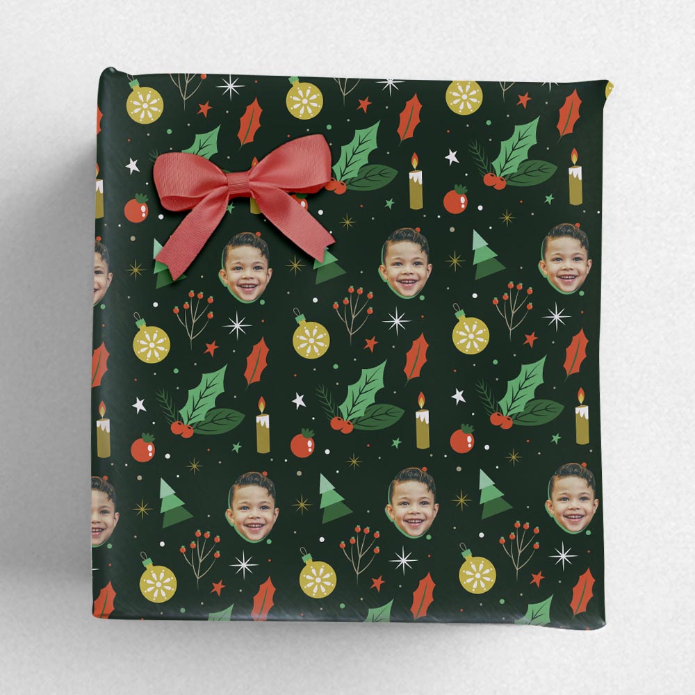 Personalised Photo Christmas Pattern Wrapping Paper