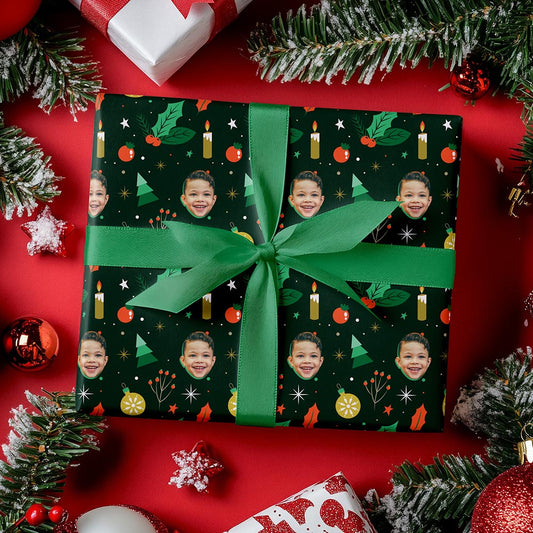 Personalised Photo Christmas Pattern Wrapping Paper